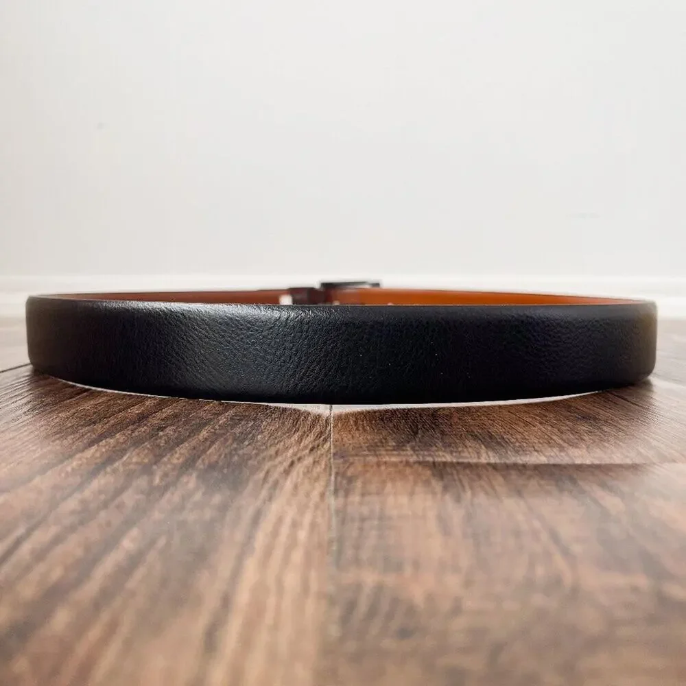 Leather Belt Reversible Pebbled Black Brown Handcrafted in Italy Mens Size 40